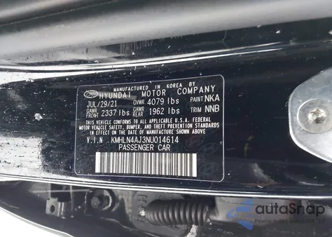 2022 Hyundai Elantra Hybrid Limited z USA, uszkodzony, nr VIN KMHLN4AJ3NU014614